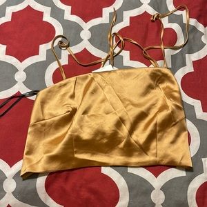 Gold crisscross tie up crop top